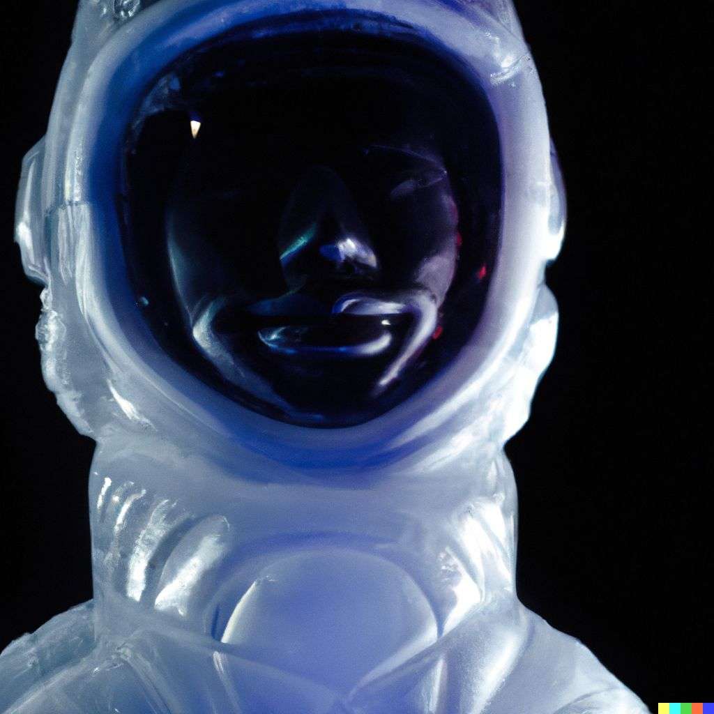 an astronaut, ice sculpture